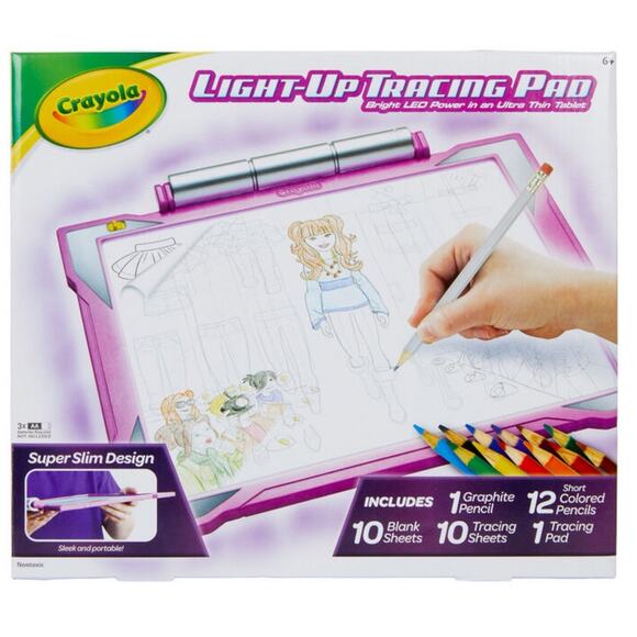 NEW Crayola Light Up Tracing Pad Drawing Pad Gift Toy 6+ Pink Colored Pencil Art - Picture 1 of 11